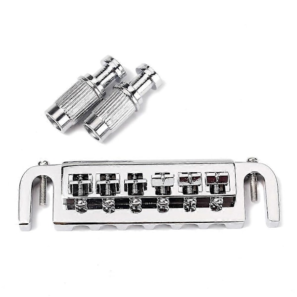 Wraparound Roller Bridge Saddle Tailpiece Combo til LP Style Elektrisk Guitar Reservedele Tilbehør (Sølv)