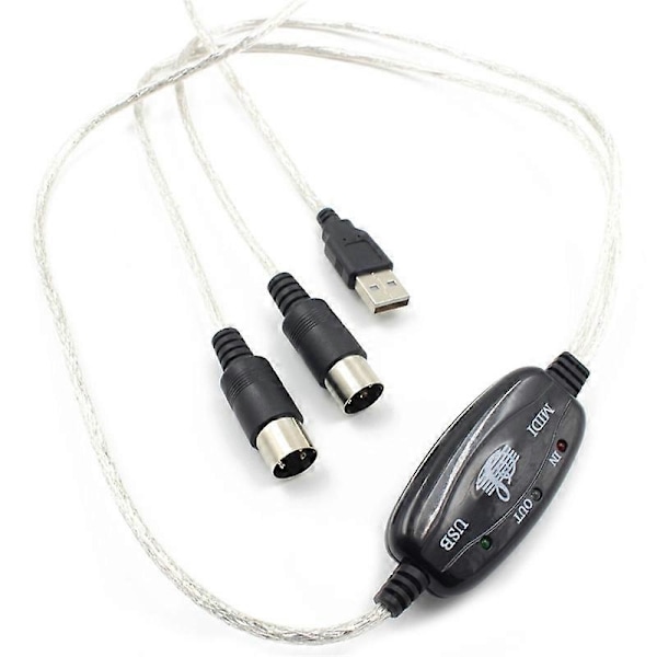 2m USB MIDI Kabel Konverter Musikkredigering Keyboard Adapter Koblingsledning