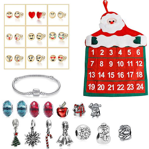 25 st Jul Hängande Adventskalender Barn DIY Tillbehör Julklapp Smyckesset Bedårande Tygpåse Ornament Dekorationer A