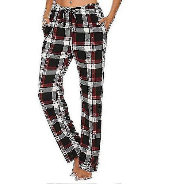 Bløde flaneltern ternede pyjamasbukser til mænd black red S