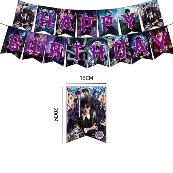Keskiviikko Addams -elokuvan syntymäpäiväkoristelippu, ilmapallot, pöytäastiat, juhlatarvikkeet, kodin sisustus, kupit, tausta 10pcs cups