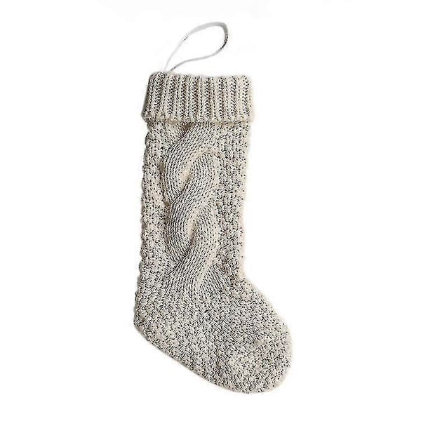 Unik Elfenbensvit Stickad Julstrumpa 37cm\" 2-pack