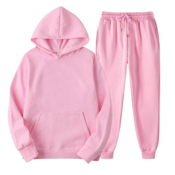 Joggebuksesett Joggedresser Pullover Hettegenser med Snøring Topper For Løping Gåing Bruk- Pink XL