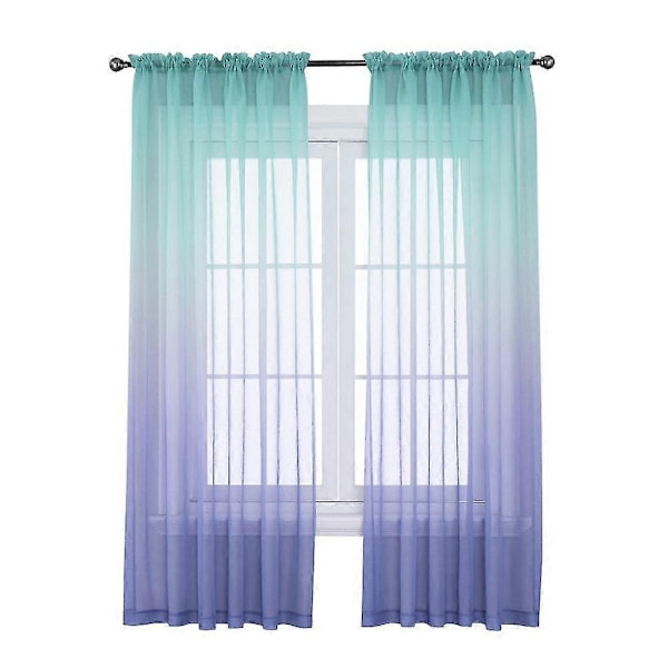 2 Paneler Skira Ombre Gardiner 132 x 213 cm Gradientgardiner Halvskira Voilegardiner Stångficka B