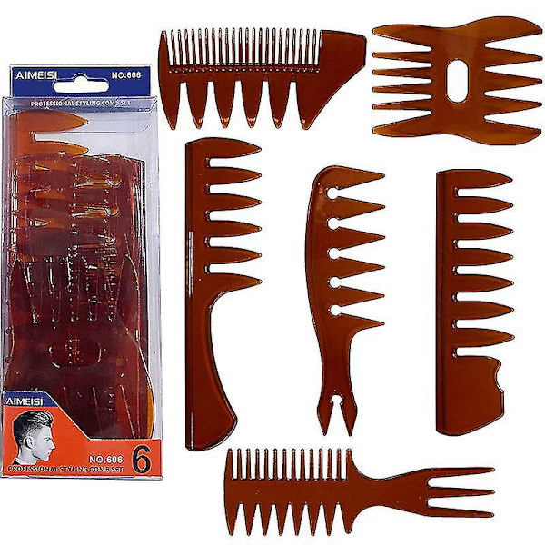 6 kpl Quiff Muotoilukampa Miesten Ammattimainen Hiustenmuotoiluharja Salonki Parturikampa Brown
