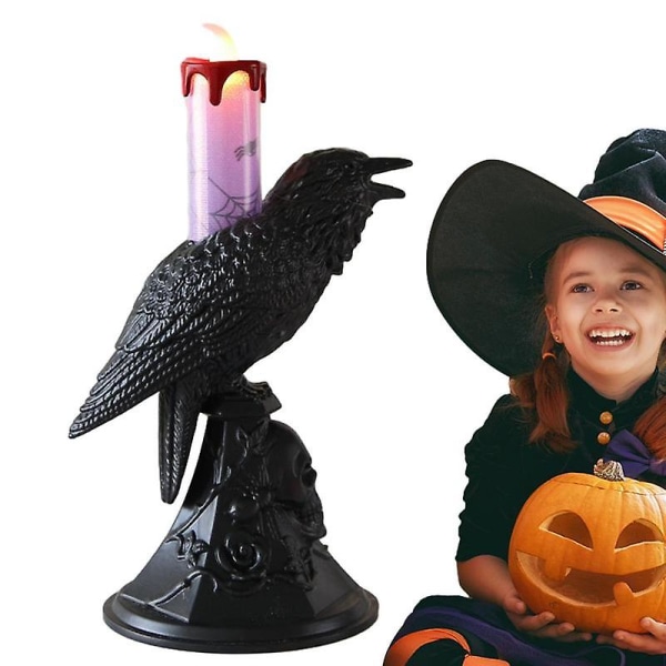 Kråkljus Ljusstake Fåglar Ljusdekoration Skrivbordslampa Led-lampa Halloween Raven Ljus Kråka Bordslampor Kråkljus Dekor Vintage Lights Purple