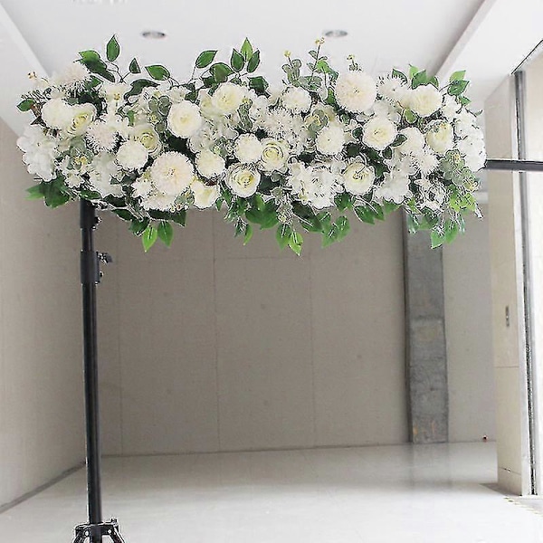 1 st 50 cm Silk Pion Girlang Blomma Konstgjord Rosranka, mjölkvit
