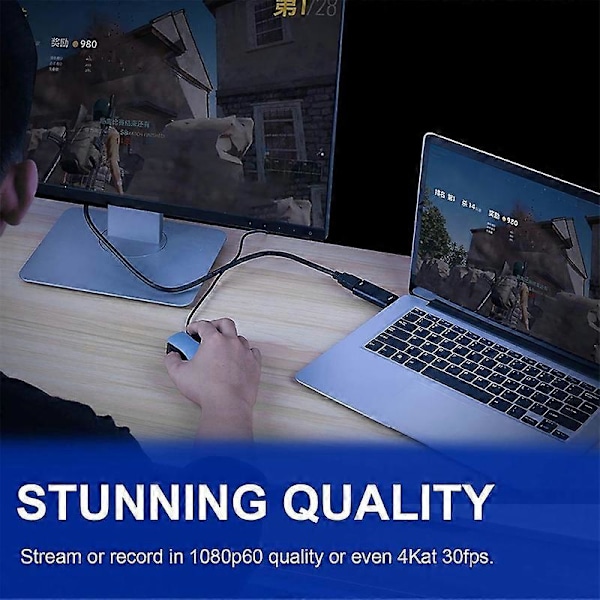 Audio Video Capture Card HDMI-kompatibel til USB 1080P USB2.0 Høy Klarhet Live Streaming Opptaksboks