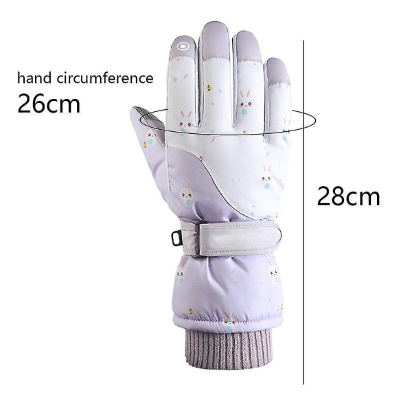 Ski Sne Handsker Vinter Koldt Vejr Vindtæt Varme Ski SK14 Purple Snowflake Rabbit