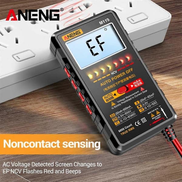 M119 Bærbar Digital Multimeter 6000 Tællinger Multimetro Avometer Transistor Kondensator Tester