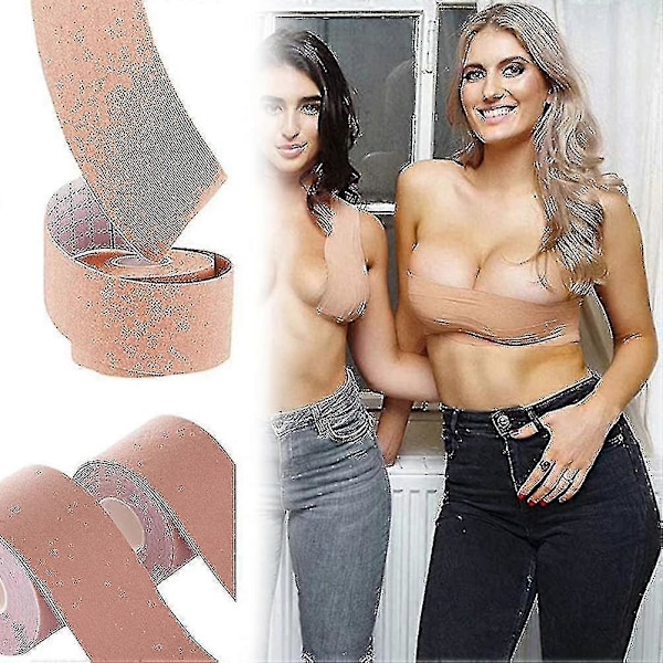 Boob Tape, Nippeltejp, Vattentät Bröstlyfttejp, Elastisk Bekväm Brösttejp, Axelbandslös Självhäftande Sticky-storlek:7.5cm*5m-färg:hud