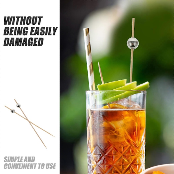 100 stk. Cocktailpinde Bambus Cocktail Tandstikkere Diskokugle Pinde Appetitvækkere Tandstikkere