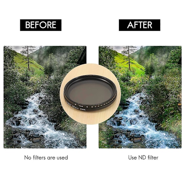 ND2-400 Neutral Density Vble ND Filter Justerbar 49mm Filter Til Kamera
