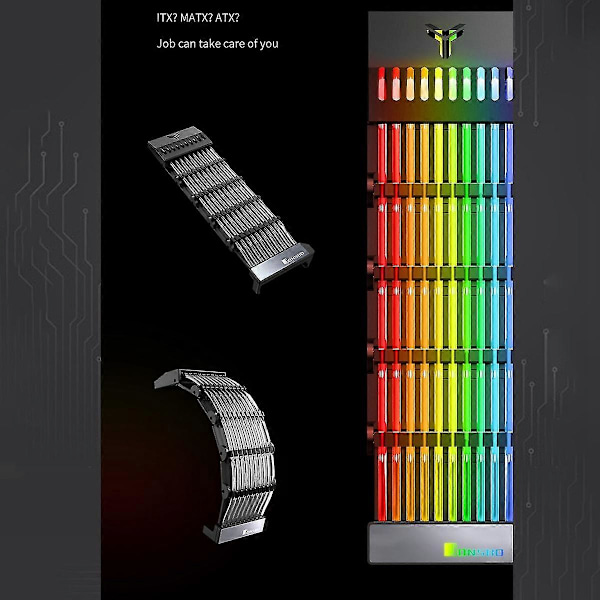 PSU Förlängningskabel RGB Trunking Skydd Rainbow Bridge För 24pin ATX Kabel Mod Symphony Line, 5v Rai