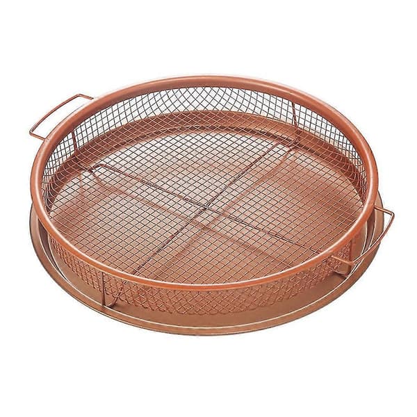 Mesh Bageplade Non-stick Rund Bageform Chips Sprød Kurv Mikrobølgeovn Kobber Bageplade