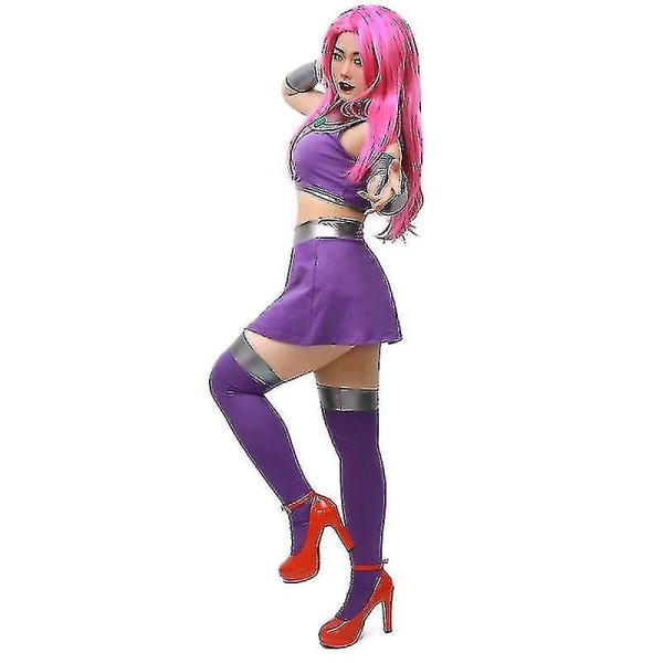 Starfire Cosplay Halloween kostymer Sexiga dräkter för kvinnor Valorant Cosplay Linne och kjolar av hög kvalitet S