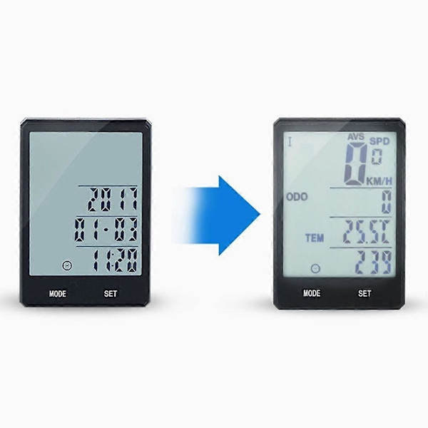 Omdrejningstæller Baglys Enkelt Cykel Kablet Speedometer Engelsk Display Med Forlænget Sæde (Grønt Lys)