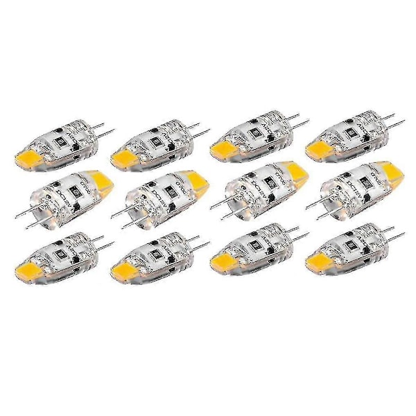 12 stk. G4 LED-pære 12V DC dimbar Cob LED G4-pære 1,5W 360 graders lysstråle for å erstatte 15W halogenlampe (varm hvit)
