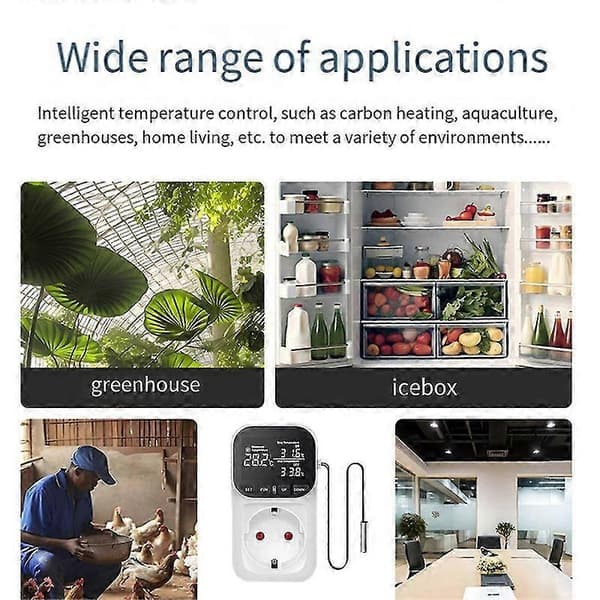 Digital temperaturkontroll, Reptil Termostat Timer Switch Plug med sensor för hem, växthus akvakultur EU-kontakt