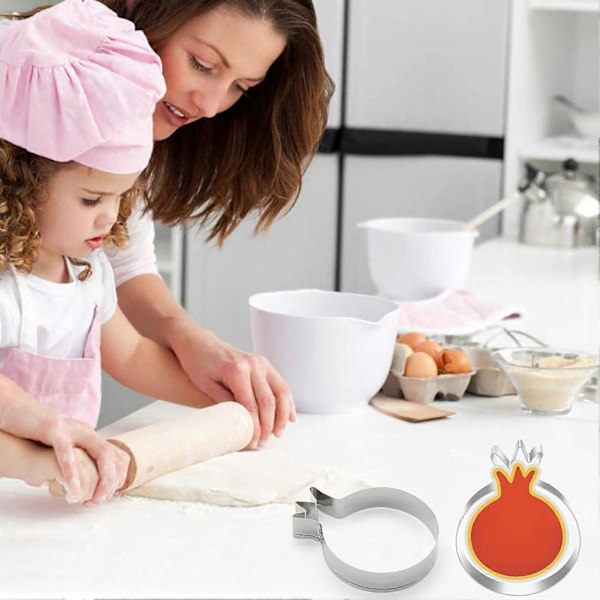 5 st Kakform Non-stick Skarp Skärkant Granatäpple Rostfritt Stål Kexform för Matsal