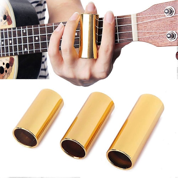 51mm R37 Metall Finger Slide Bar Elektrisk Gitarr Slides för Country Jazz Blues Akustisk Gitarrsträngar Instrumentdelar Tillbehör (Gyllene)
