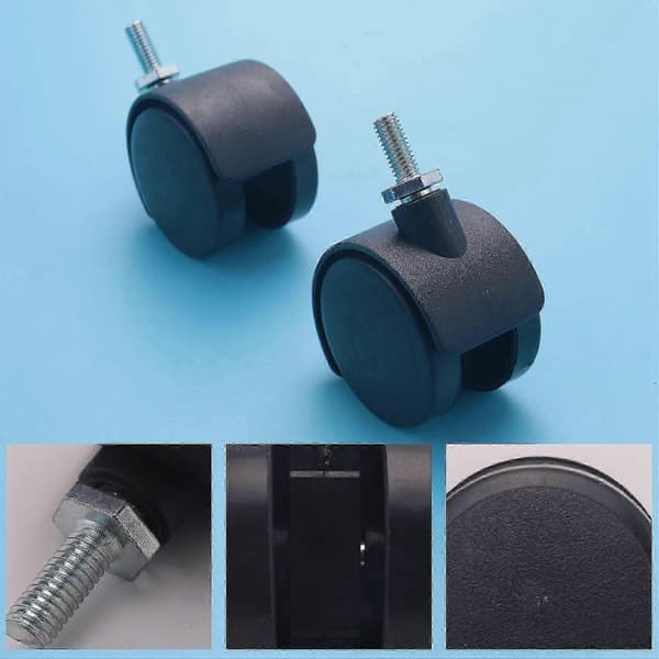 6mm gjenget stamme 40mm roterbart dobbelthjul svart-B3