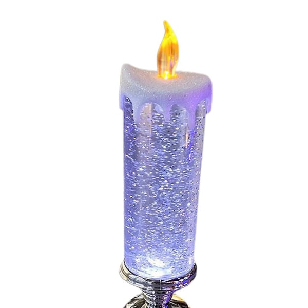 Christmas Swirling Flameless Candle Light 7 färger Skiftande glitter ljus Led-ljus Xmas Party Heminredning Silver