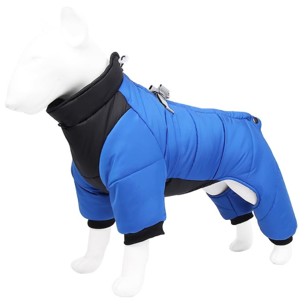 Pet Dog Jacka Quilted Puffed Coat Valp Hund Varma Vinterkläder Utomhus Color Block Väst Blue 2XL