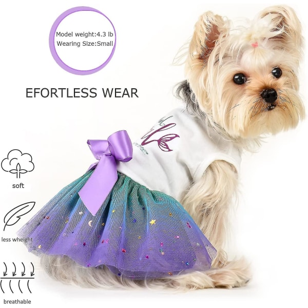 Hundklänning för små medelstora hundar Tjej, prinsessan bowknot valpklänningar Sommar tutu hundklänningar,sällskapsdjur outfit för födelsedag bröllop Blue XXL