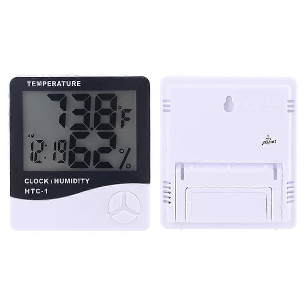 Mini Digital LCD Temperatur Luftfuktighetsmätare Klocka Inomhus Hygrometer Termometer