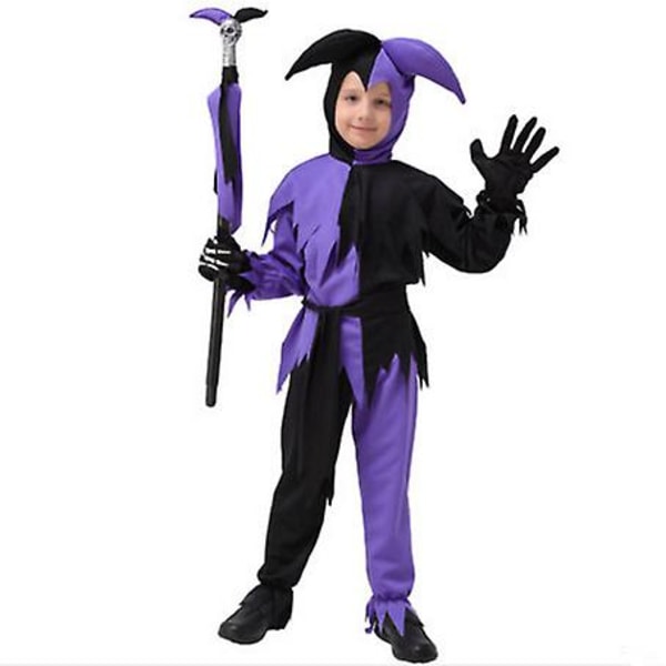 Skalle Kostymer Lila Svart Halloween Kostymer För Pojkar Djävul Cosplay Kläder Clown Kläder För Barn Karneval Kostymer L