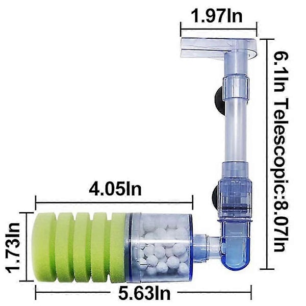 Akvariumfilter, Ultraljudsstilla Biokemiskt Svampfilter Fisktank Luftpump Betta Yngel Akvarium