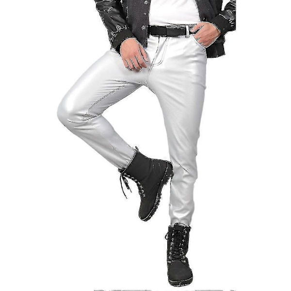 Youthup Herre Stretch Tight Faux Skinnbukser Sliver EU 40