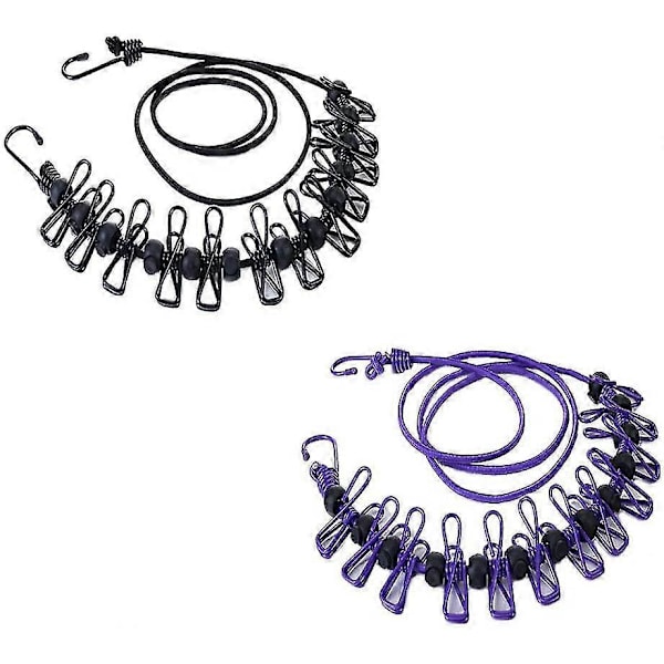 2-pack klädstreck, elastiskt justerbart bärbart klädstreck för resor