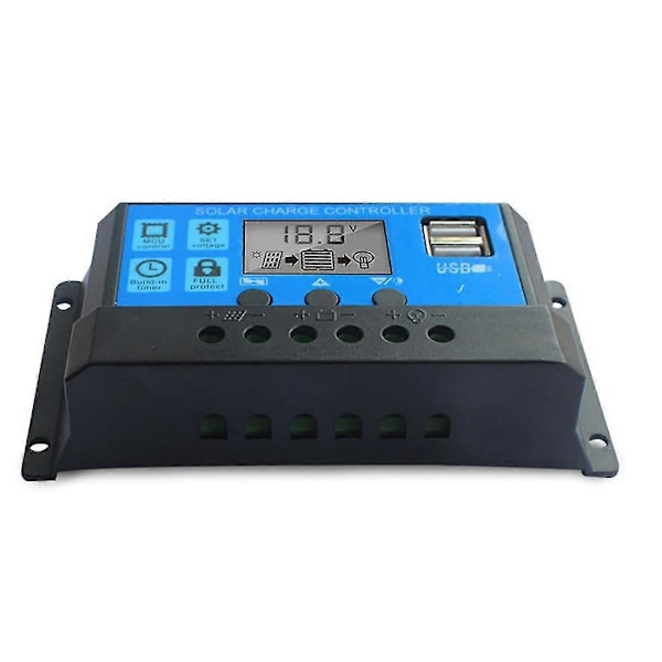 30a Solar Char Pwm S 12v 24v Auto Lcd Lcd-skjerm Dobbel Usb 5v Utgang Solar P