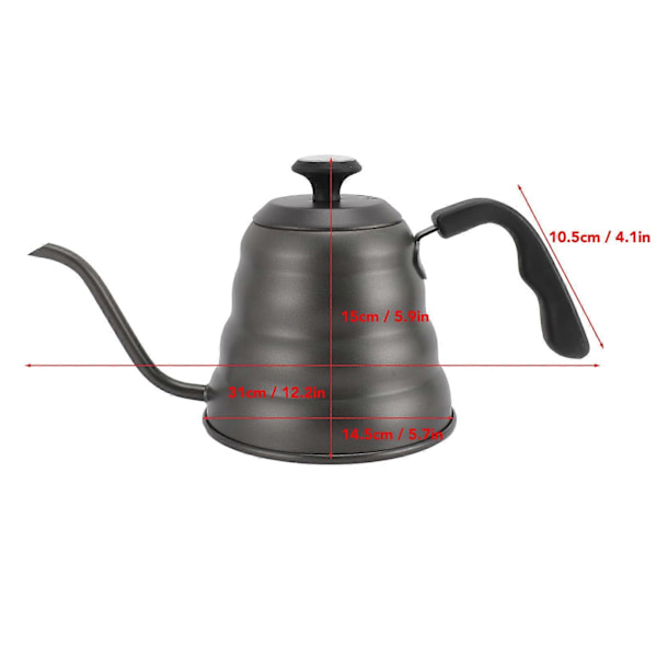 Kaffekanna 1200ml Rostfritt Stål Gooseneck Häll Över Kaffekanna med Termometer för Induktionshäll