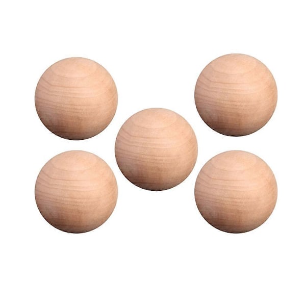 5 stk. 4 cm Diameter Trækugler DIY Runde Kugler Umalede Kugler Håndværksartikler