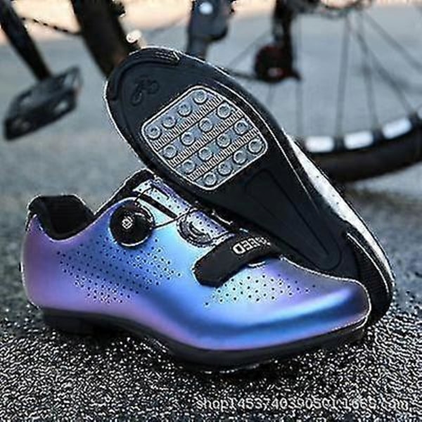 Låsbara cykelskor för landsvägscykling, bergsskor med hård sula, tävlingsskor och sportskor Bright Blue 42
