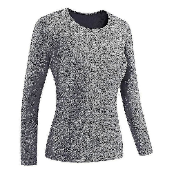 Vinter Termisk Uppvärmd Jacka 28 Områden Vandringströjor Skidset Uppvärmda Kläder Uppvärmt Underställ Women gray top S
