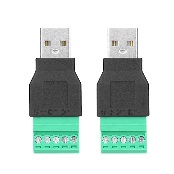 2 stk. USB hanstik til 5-benet skrueterminaladapter