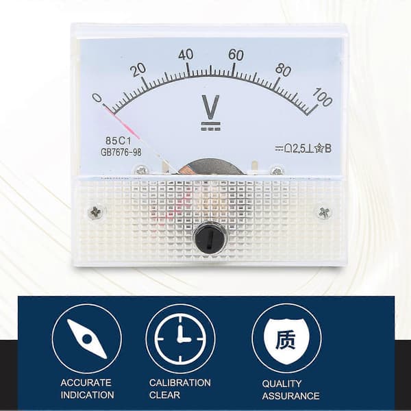Pointer DC Voltmeter Panel Volt Spenningsmåler Måleinstrument 85C1 DC 0~100V