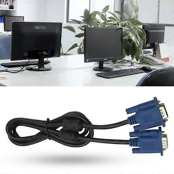 VGA-kabel Praktisk Bred Användning Plug Play 1.5m Datorskärm VGA Hane till Hane Anslutningskabel för TV