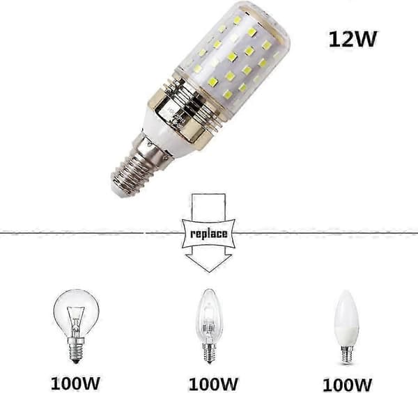 LED Majslampa E14 12W Kronljus 100W Ekvivalent, 1100LM, Kallvit 6000K, Ej Dimbar (4-PACK) [Energiklass A++]