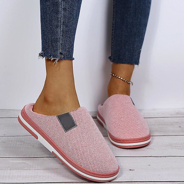 Vinterplyschtofflor Fleecefodrade Slip On House Skor Mjuka anti-sladd unisex fötter för inomhusbruk Pink 40 41