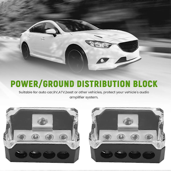 4-veis distribusjonsblokk 0/2/4 Awg Gauge Inn 4/8/10 Gauge Ut Bilstereo Kobling For Lydsplitter