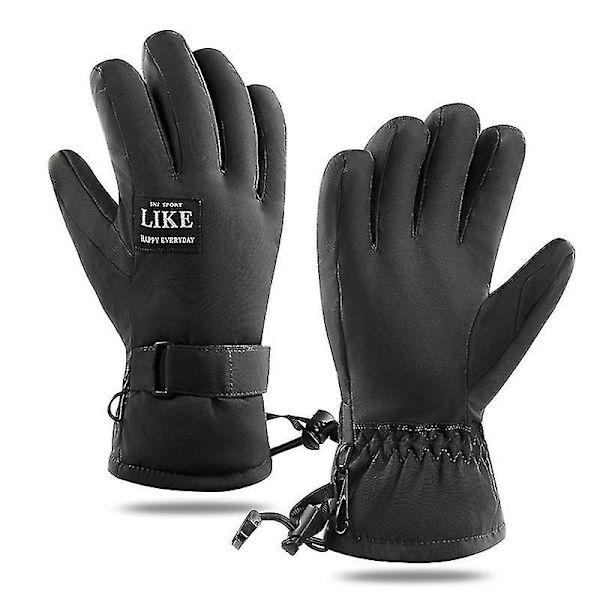 Skihandsker - Vandtætte Åndbare Snowboard Handsker, Varme Vinter Sne Handsker, Passer Til Både Mænd & Kvinder BLACK XL