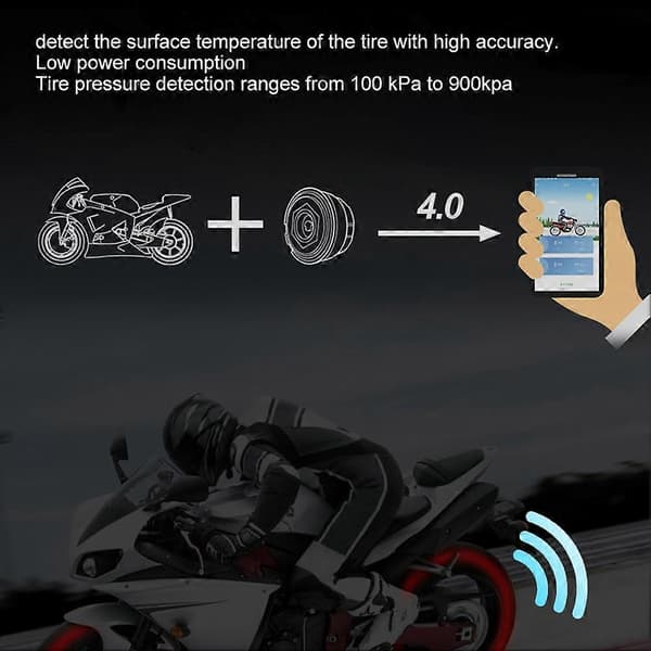 2st Motorcykel Bluetooth TPMS Däcktrycksövervakning Extern Intern Sensor IP67