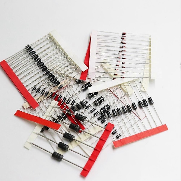100 stk. 1N4148 1N4007 1N5819 1N5399 1N5408 1N5822 FR107 8 Verdier Diode Sortiment