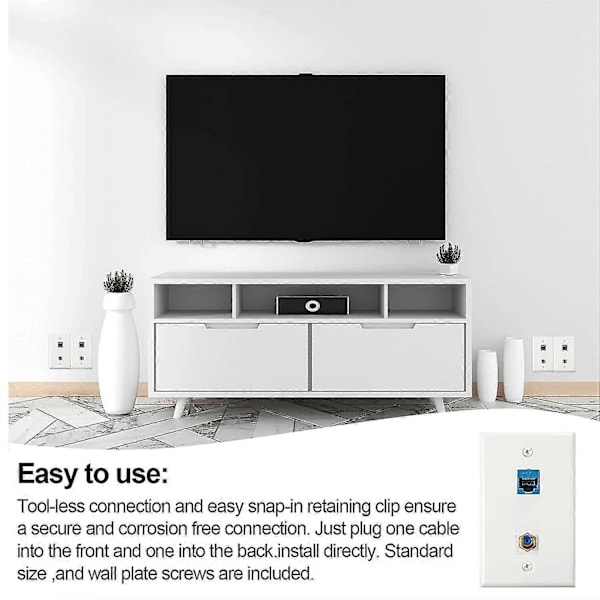 6 Stykker Ethernet Koaksial Veggplater Cat6 Koaksial Veggplate Ethernet Vegguttak Med Ethernet Port For