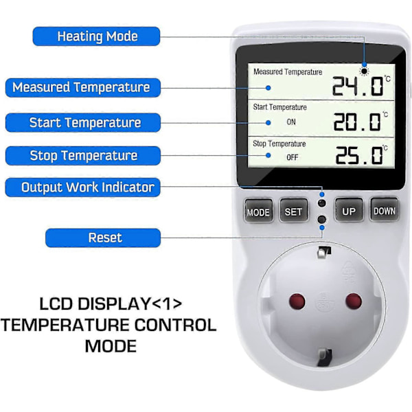 Termostat Sokkel med Sensor, Digital Timer Sokkel, Programmerbar Digital Timer, Varme Termostat Sokkel, Akvarium